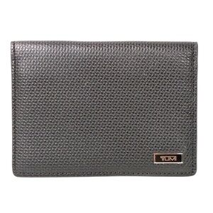 Tumi Black Folding Card Case Leather Compact Wallet Monogramed